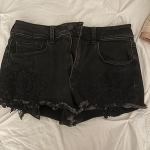 black jean shorts